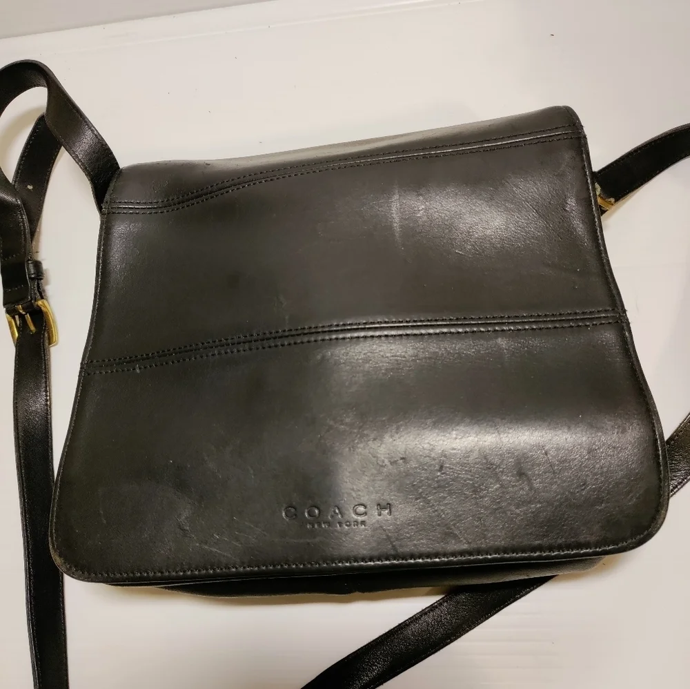 Vintage 90s Coach Tribeca Flap Bag #9092 made in USA in Black